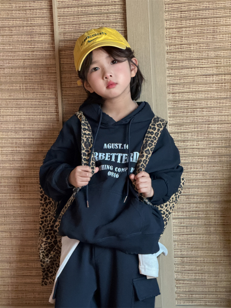 2026春季新款韩版儿童字母印花运动套装男女童时尚卫衣卫裤两件套