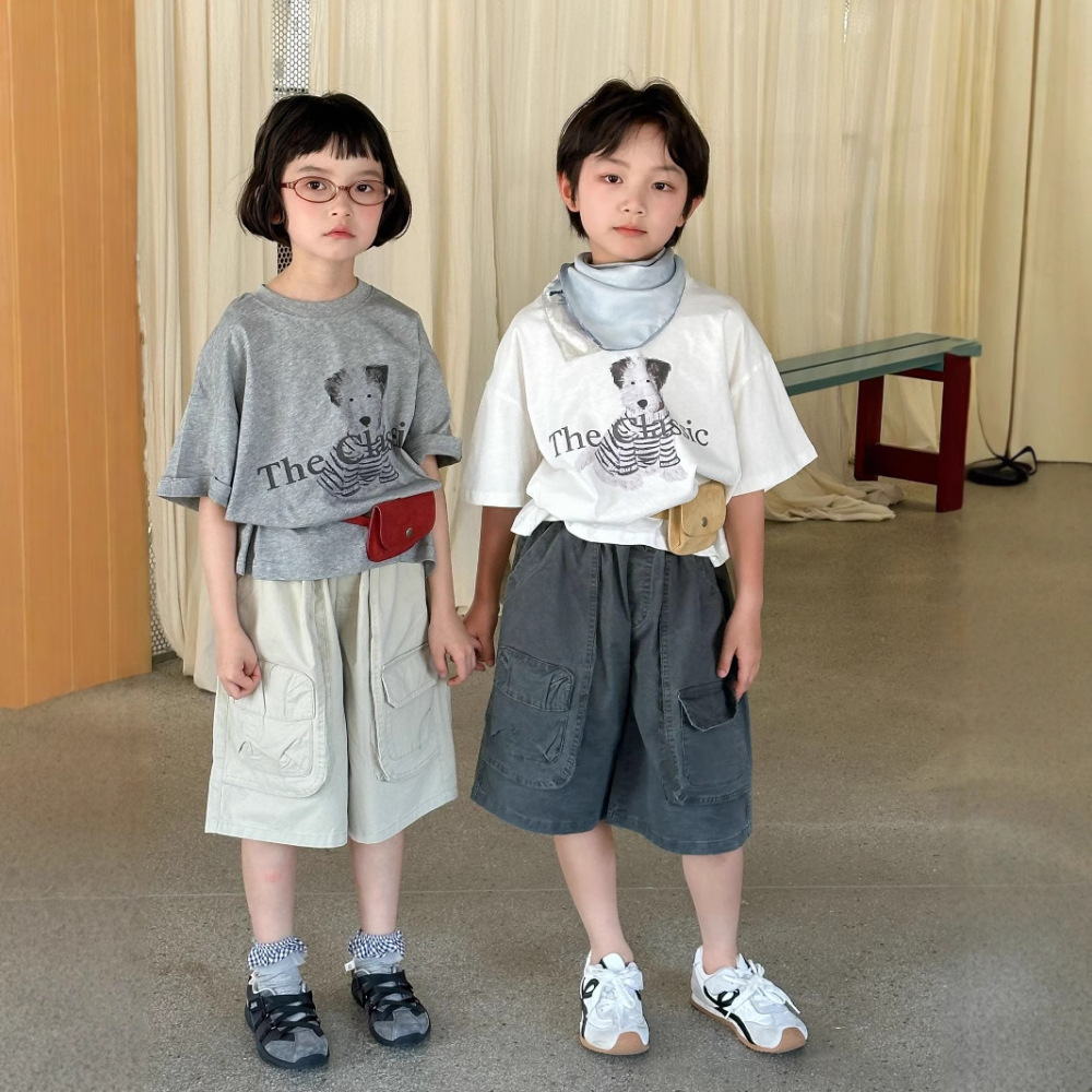 韩国童装短袖25夏季新款儿童可爱狗狗印花t恤男女童休闲百搭上衣