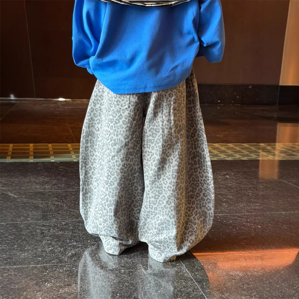 2026春季新款儿童韩版时尚豹纹休闲裤男女童宽松洋气百搭萝卜裤潮