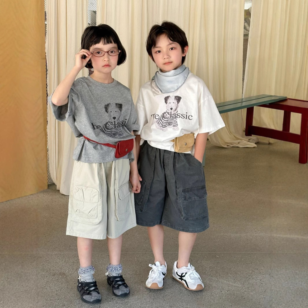 韩国童装短袖25夏季新款儿童可爱狗狗印花t恤男女童休闲百搭上衣