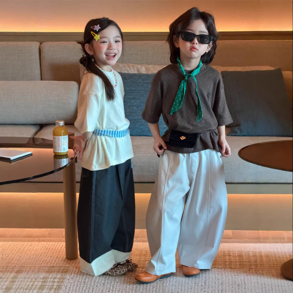 2026春夏新款童装韩版儿童百搭刺绣短袖男女童糯叽叽舒适T恤上衣