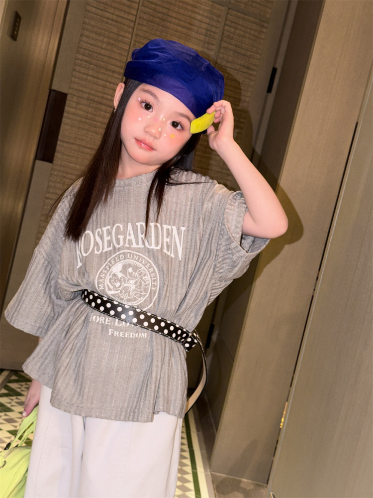 童T恤2026春季新款韩版儿童字母印花卡通短袖男女童百搭舒适宽松T