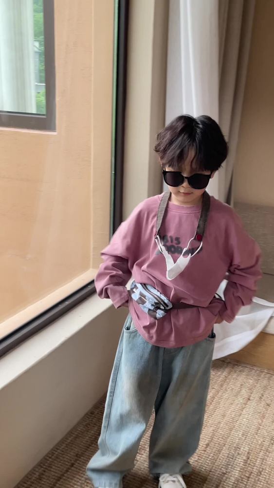 儿童牛仔裤2026春季新款韩版男女童晕染直筒裤宝宝百搭休闲长裤潮