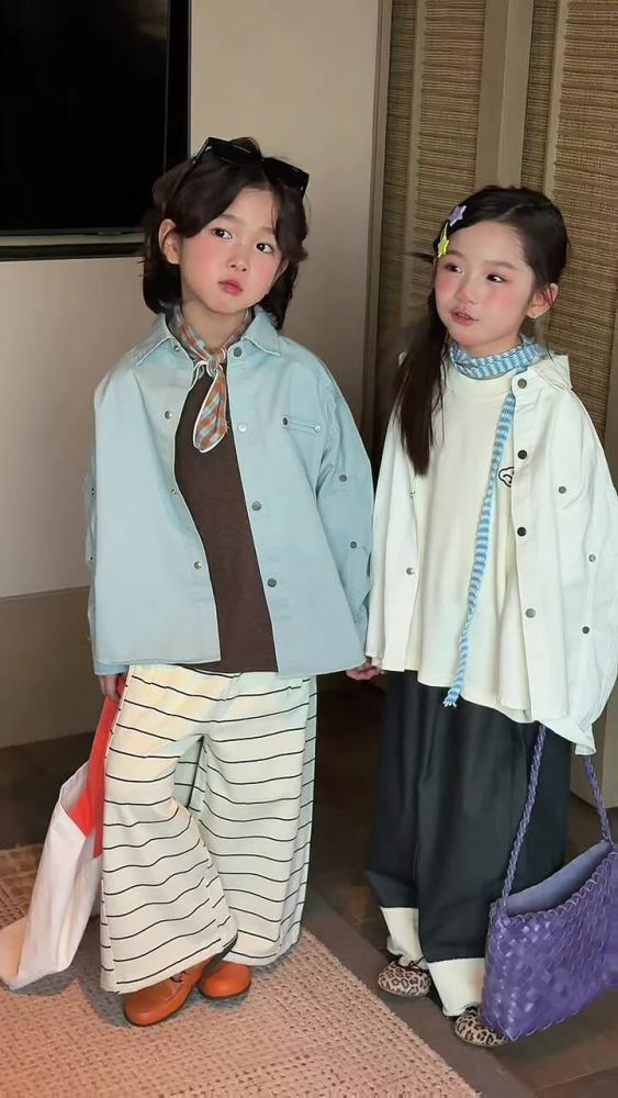 2026春季新款韩版儿童脚口拼色休闲裤男女童设计款时尚百搭长裤潮