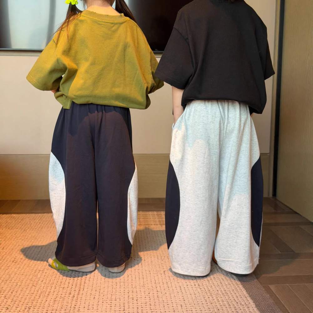 童裤2026春季新款童装儿童撞色拉条休闲裤男女童宽松抽绳运动裤潮