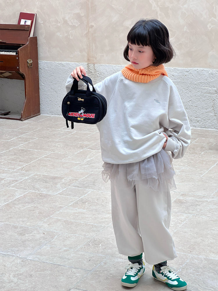 2026春季新款韩版儿童休闲卫衣套装男女童时尚运动字母刺绣两件套