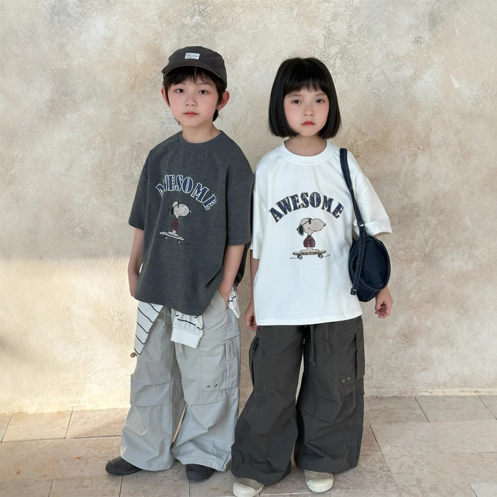 童短袖2026夏季新款韩版儿童卡通印花短袖男女童圆领休闲t恤上衣
