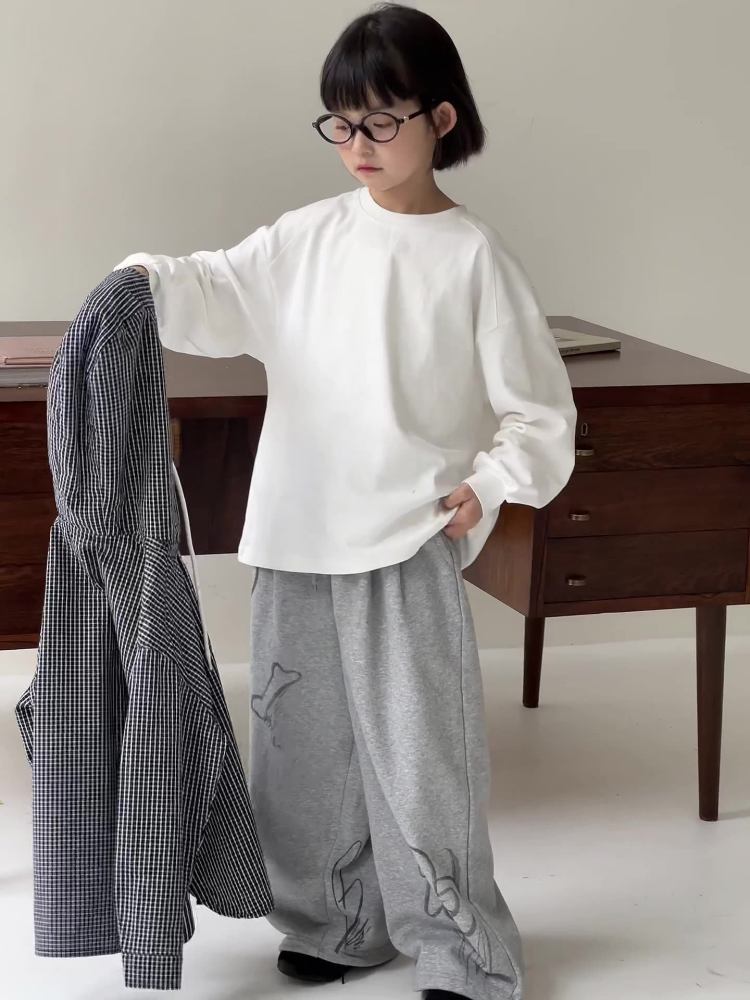 2026春季新款韩版儿童涂鸦印花卫裤男女童休闲直筒抽绳运动裤洋气