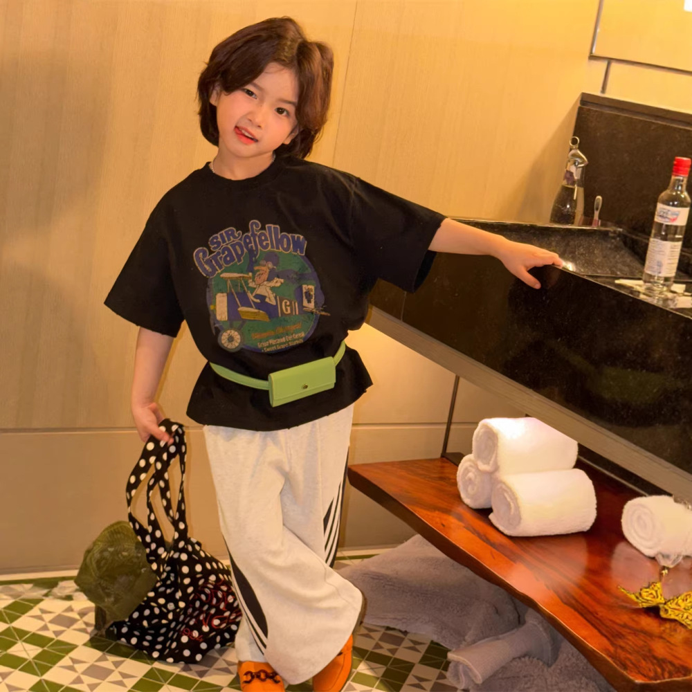 童T恤2026夏季新款韩版儿童卡通印花短袖男女童宽松百搭圆领上衣