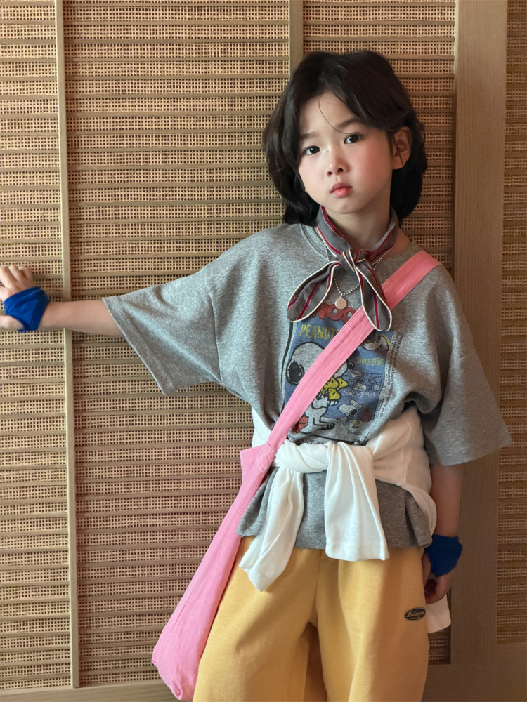 童T恤2026春夏新款儿童韩版前后卡通印花短袖男女童可爱百搭圆领T