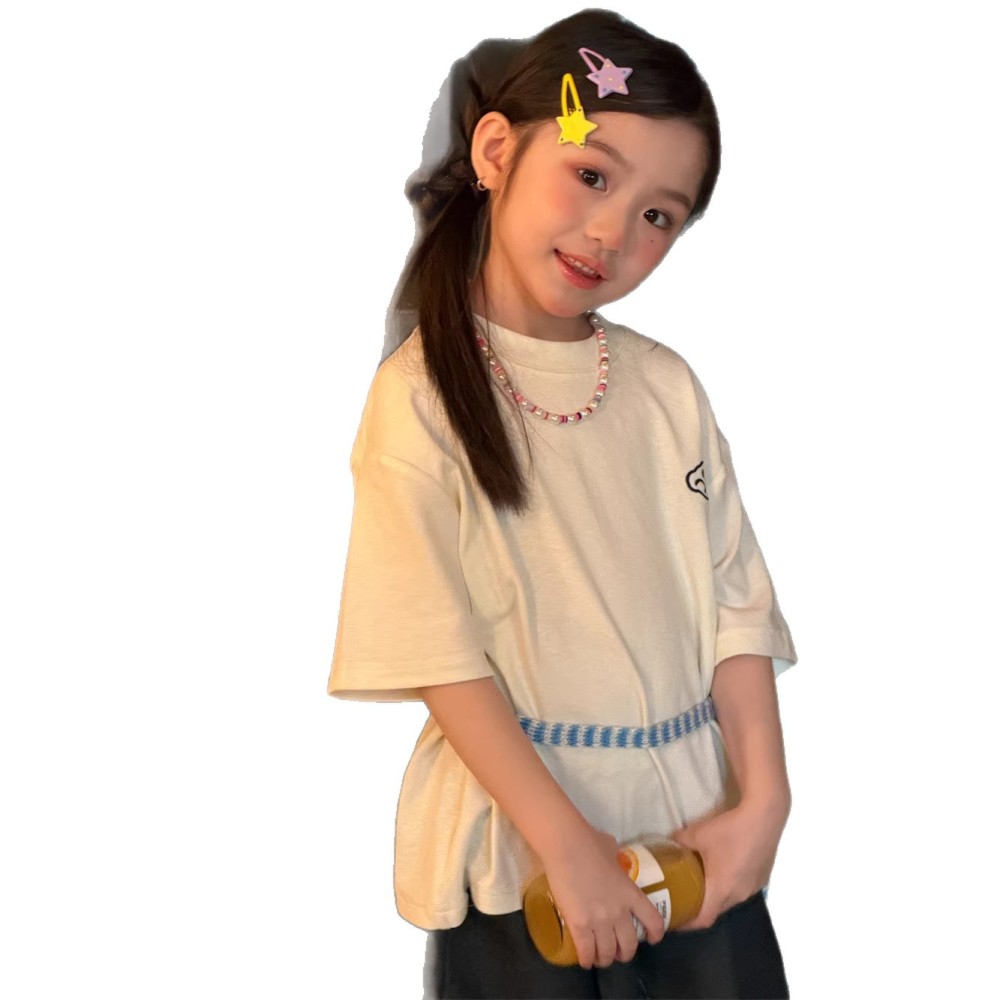 2026春夏新款童装韩版儿童百搭刺绣短袖男女童糯叽叽舒适T恤上衣