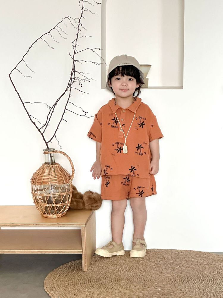 儿童夏季套装纯棉纱布女童宝宝2026新款夏装薄款男童休闲短袖短裤