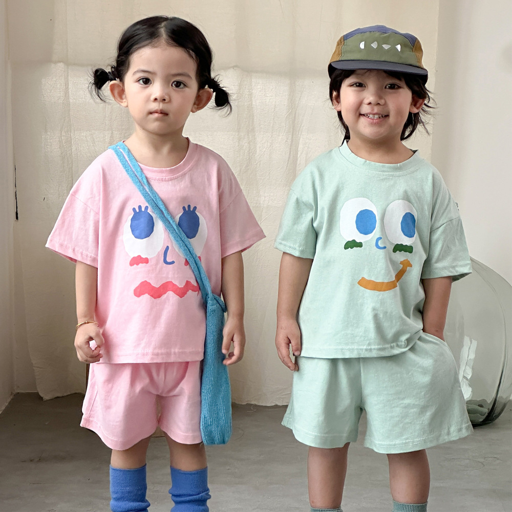 儿童夏季运动套装纯棉女童宽松夏装2026新款宝宝男童休闲短袖短裤