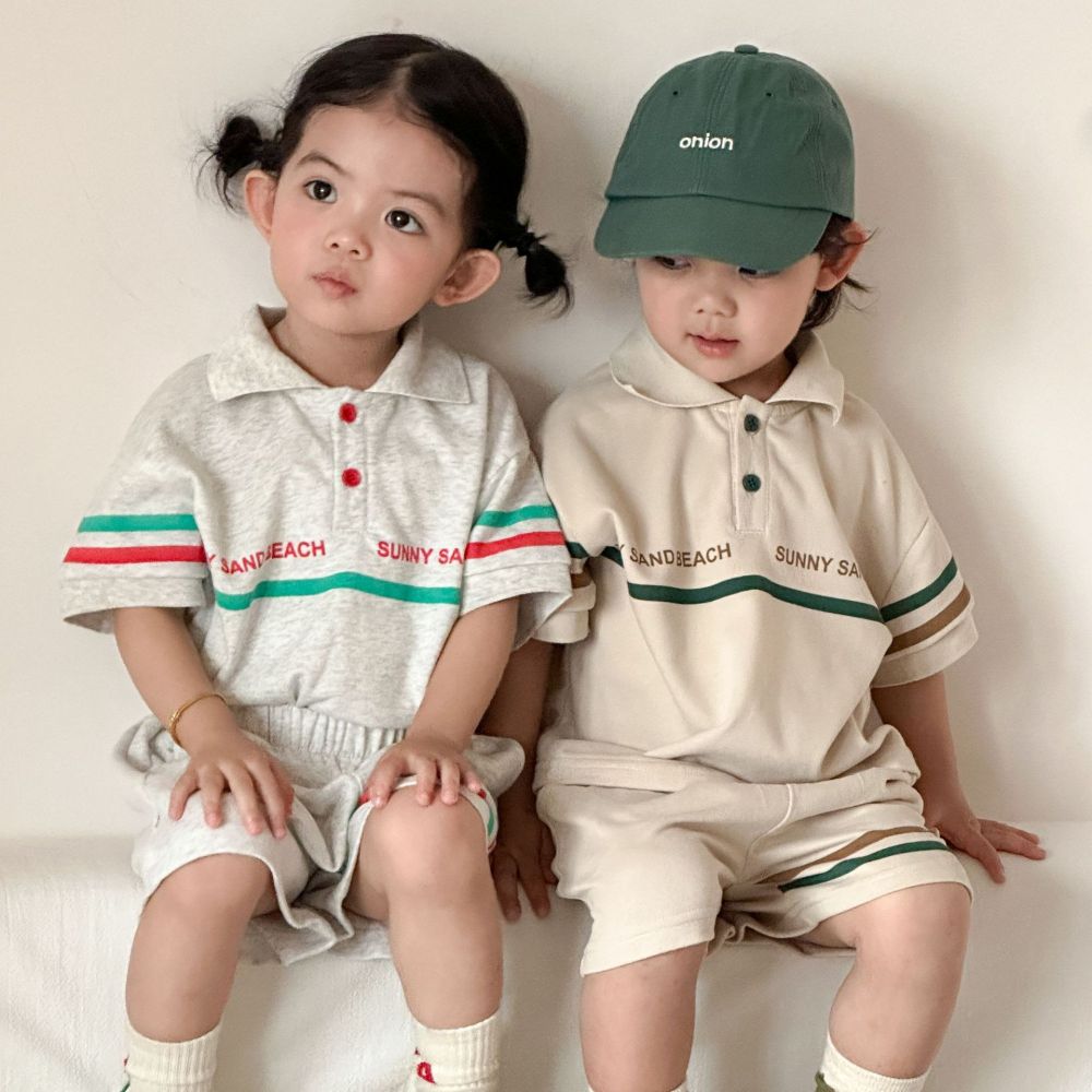 儿童夏季运动套装女童宽松休闲POLO衫2026新款夏装宝宝男童短袖裤