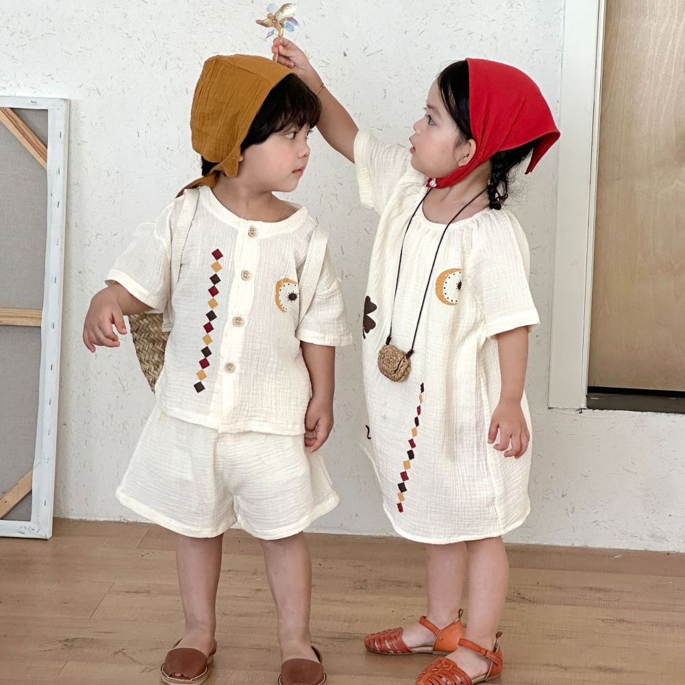 儿童睡衣夏季棉纱纯棉女童睡裙宝宝2026新款小男孩家居服兄妹套装