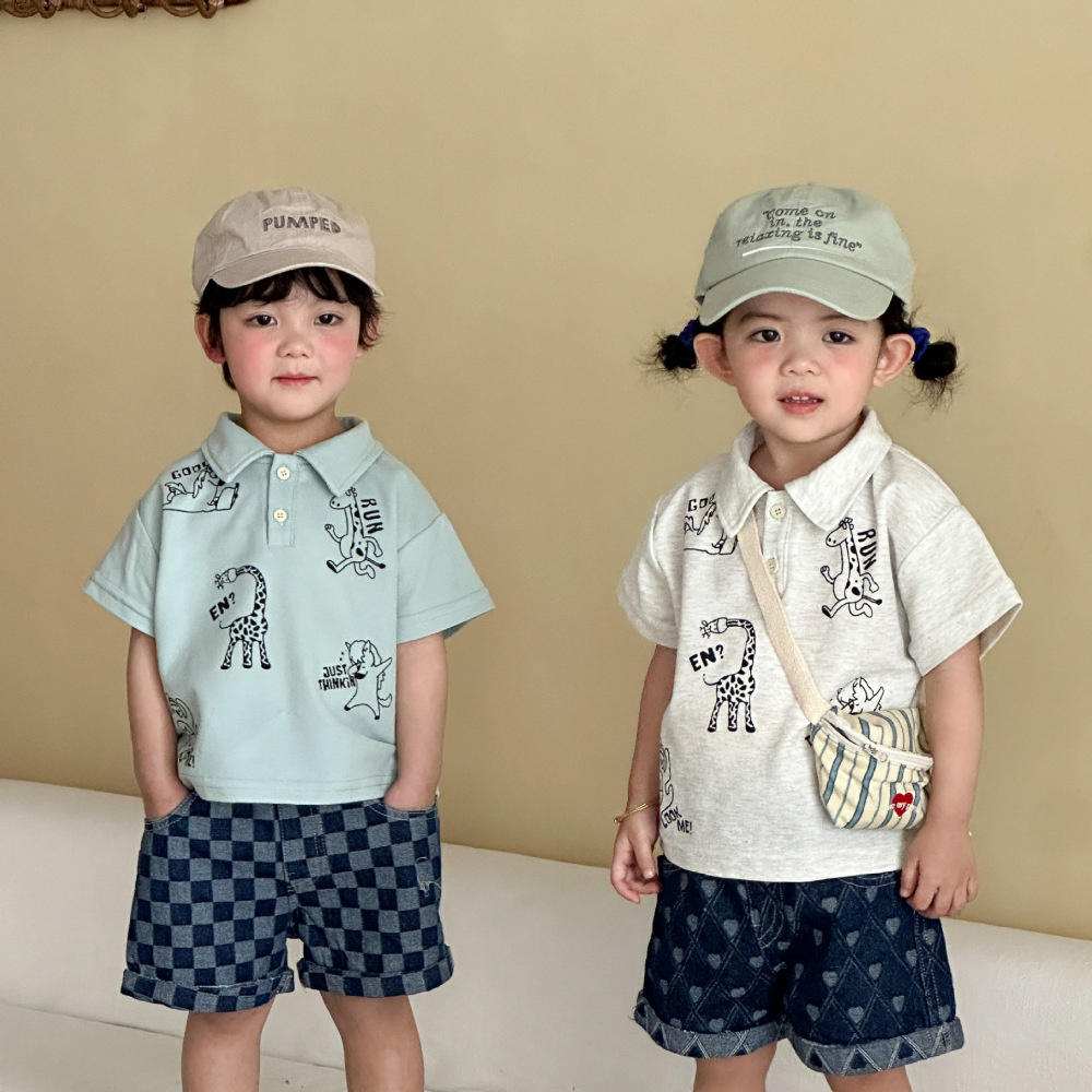 儿童短袖t恤翻领夏季男童运动polo衫2026新款夏装女童宝宝上衣服