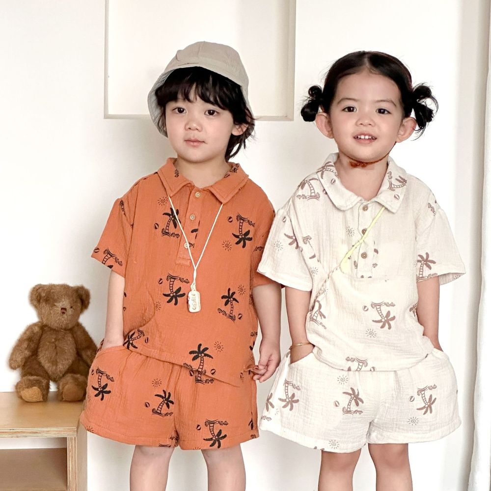 儿童夏季套装纯棉纱布女童宝宝2026新款夏装薄款男童休闲短袖短裤