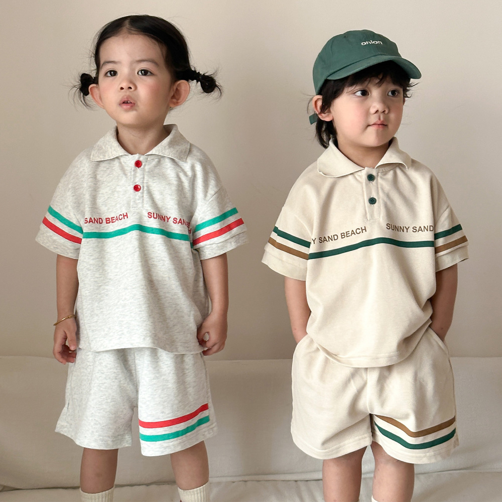 儿童夏季运动套装女童宽松休闲POLO衫2026新款夏装宝宝男童短袖裤