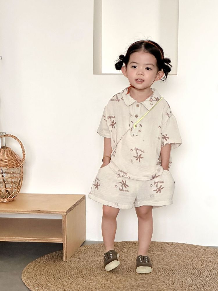 儿童夏季套装纯棉纱布女童宝宝2026新款夏装薄款男童休闲短袖短裤