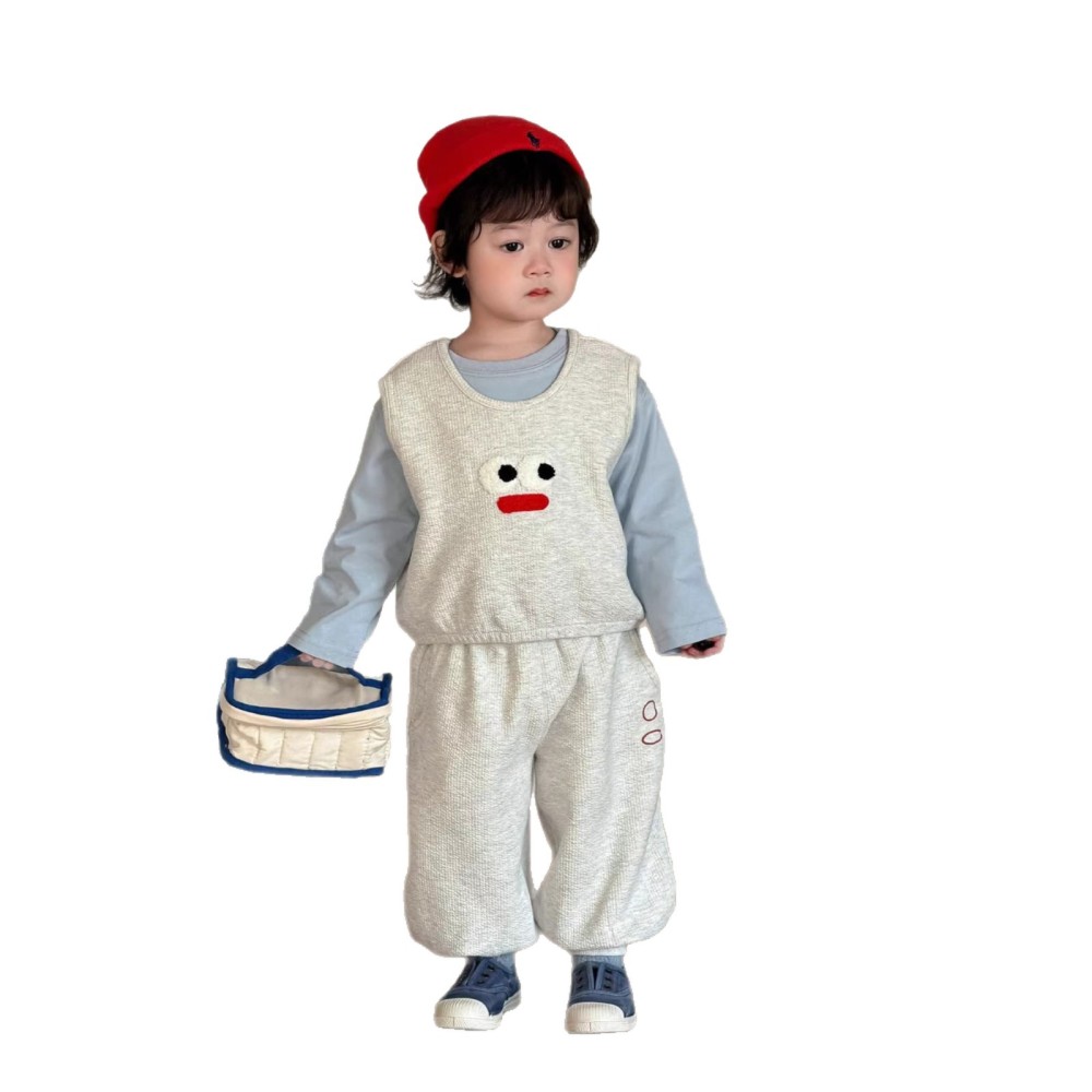 宝宝春装韩版童装儿童衣服男童长袖T恤衫背心长裤两件套加工定制