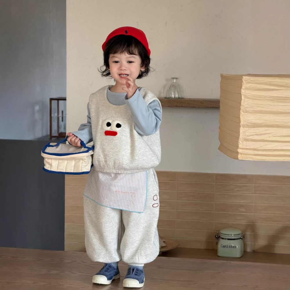 宝宝春装韩版童装儿童衣服男童长袖T恤衫背心长裤两件套加工定制