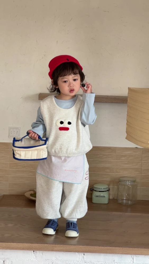 宝宝春装韩版童装儿童衣服男童长袖T恤衫背心长裤两件套加工定制