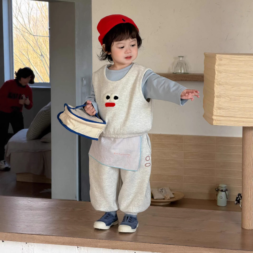 宝宝春装韩版童装儿童衣服男童长袖T恤衫背心长裤两件套加工定制