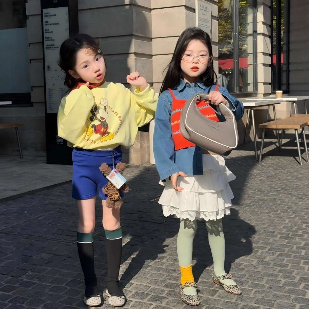 韩国女童针织吊带2026春夏季新款儿童ins背心女宝花边裙女童套装