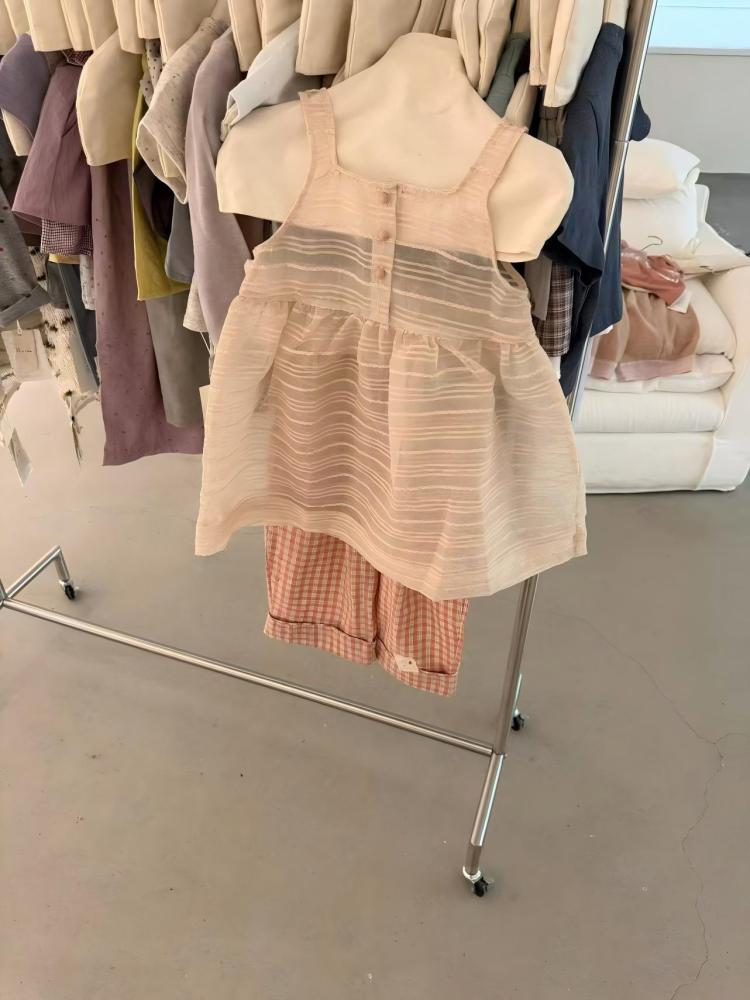 女童春夏套装2026新款韩系女童套装网纱连衣裙+背心外贸