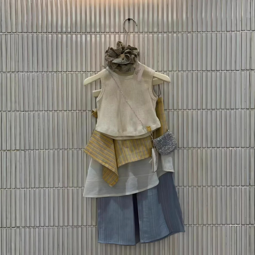 女童套装韩版2026春夏季新款韩国童装背心+叠穿屁帘阔腿裤套装