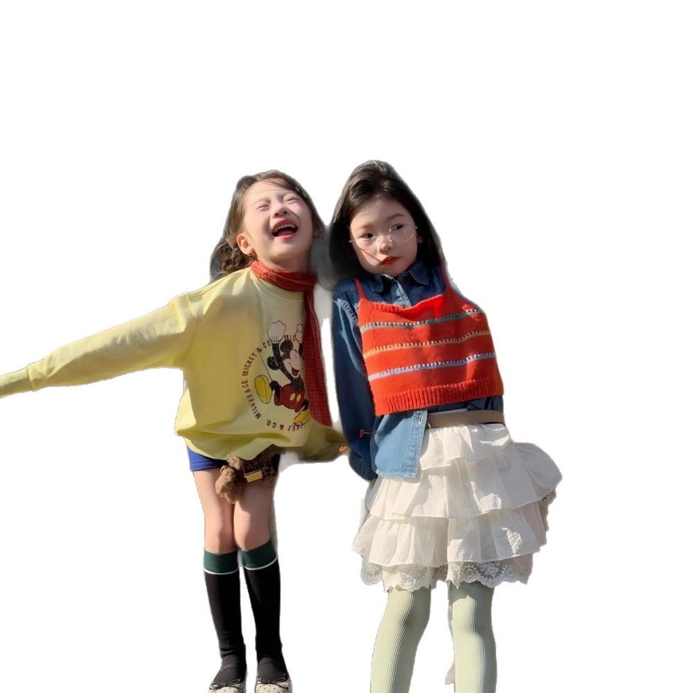韩国女童针织吊带2026春夏季新款儿童ins背心女宝花边裙女童套装