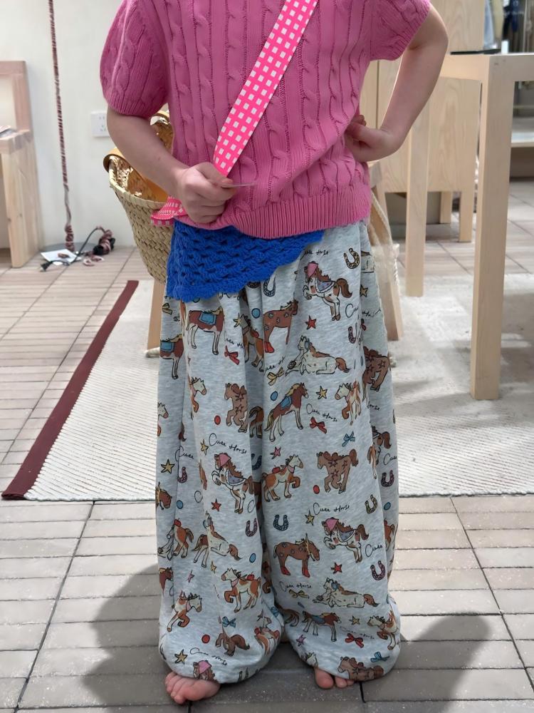 橘思女童春夏套装2026新款小女孩韩系麻花毛衣+小马阔腿裤套装