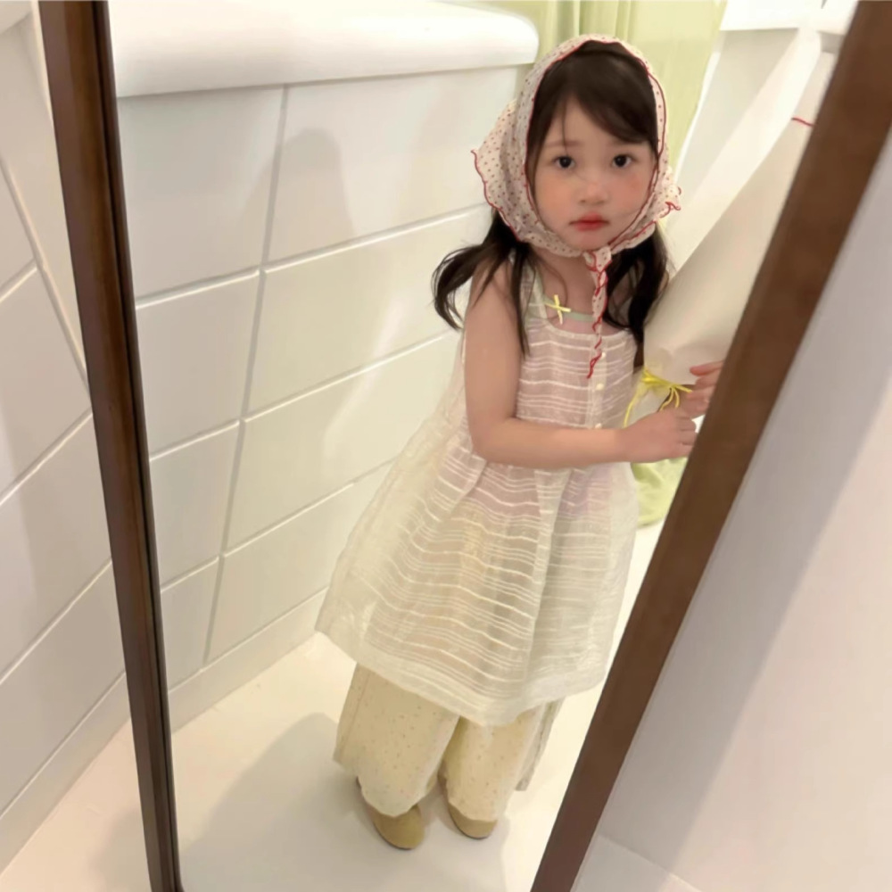 女童春夏套装2026新款韩系女童套装网纱连衣裙+背心外贸