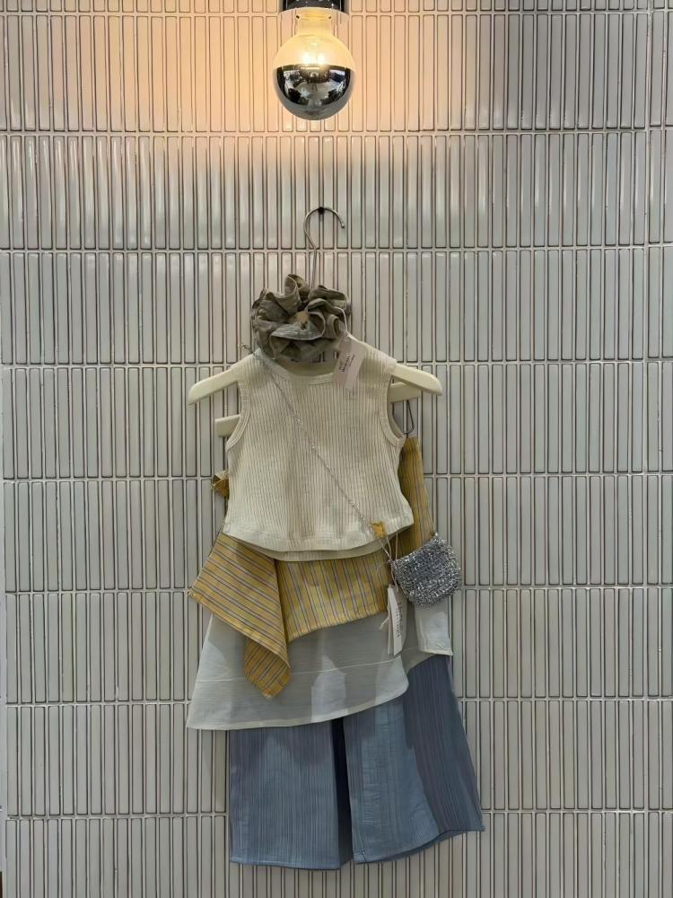 女童套装韩版2026春夏季新款韩国童装背心+叠穿屁帘阔腿裤套装