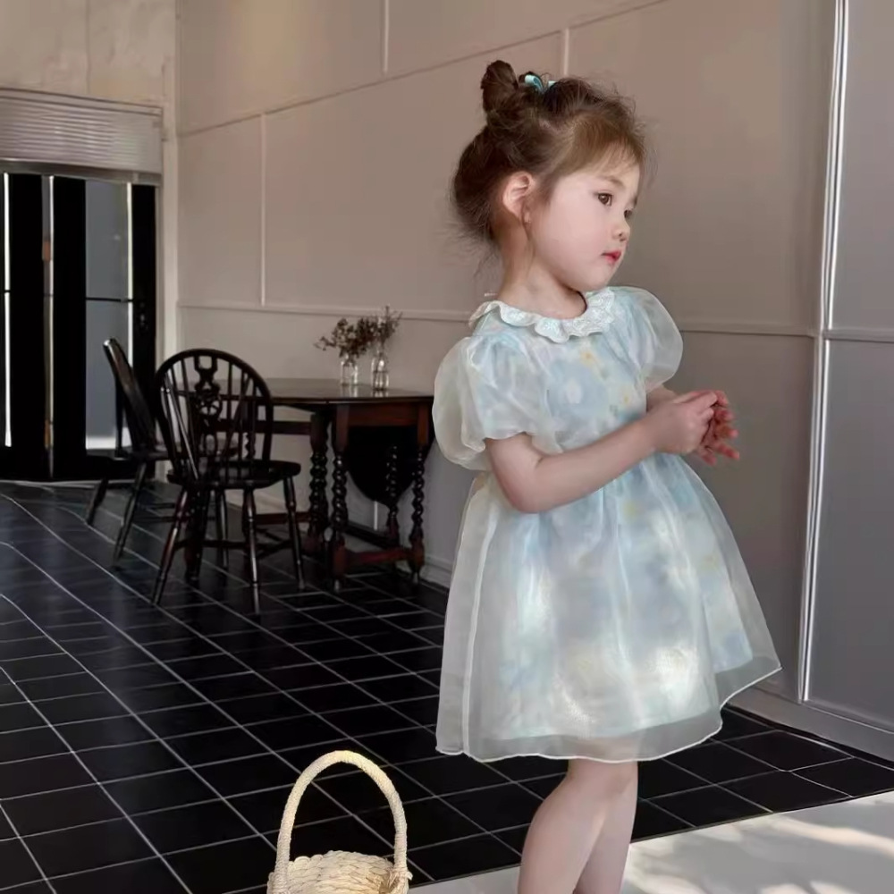 【现货】女童童裙2025夏季新女童童装网纱花朵连衣裙中小童夏季
