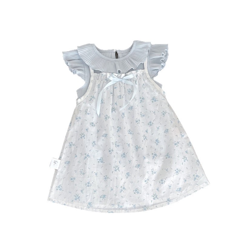 【现货】XT267012女童童套装 2026夏季新品飞袖T恤碎花连衣裙套装