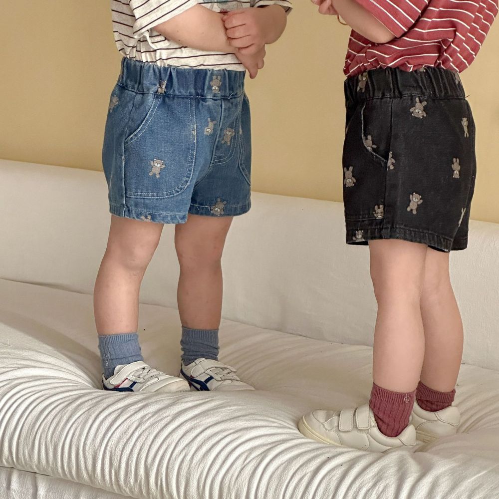 儿童牛仔短裤夏季女童外穿小熊热裤2026新款男童夏装宝宝休闲裤子