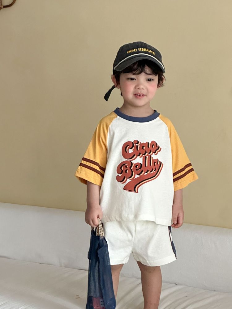 儿童夏季运动套装宝宝纯棉女童2026新款男童宽松休闲短袖T恤短裤