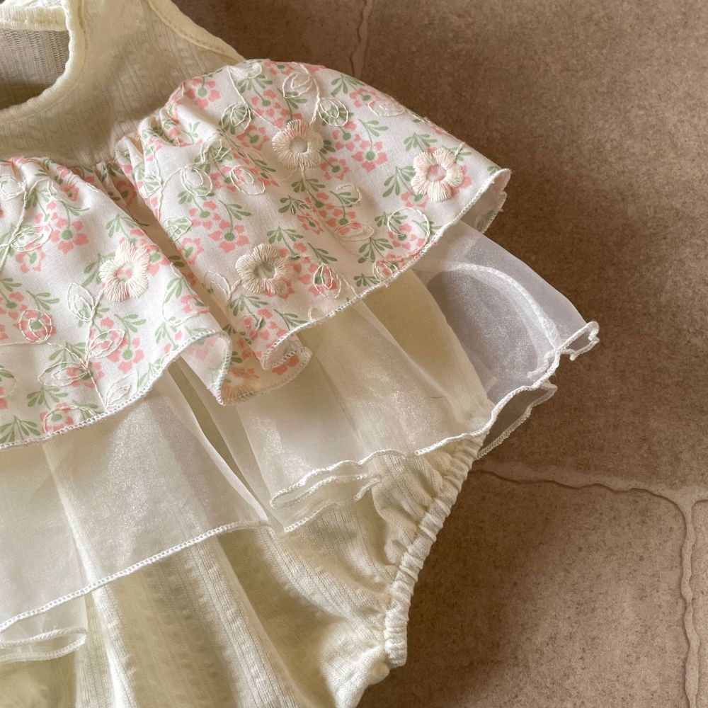 超萌公主女宝吊带花边包屁裙婴儿夏季周岁韩风外出服韩国服装哈衣