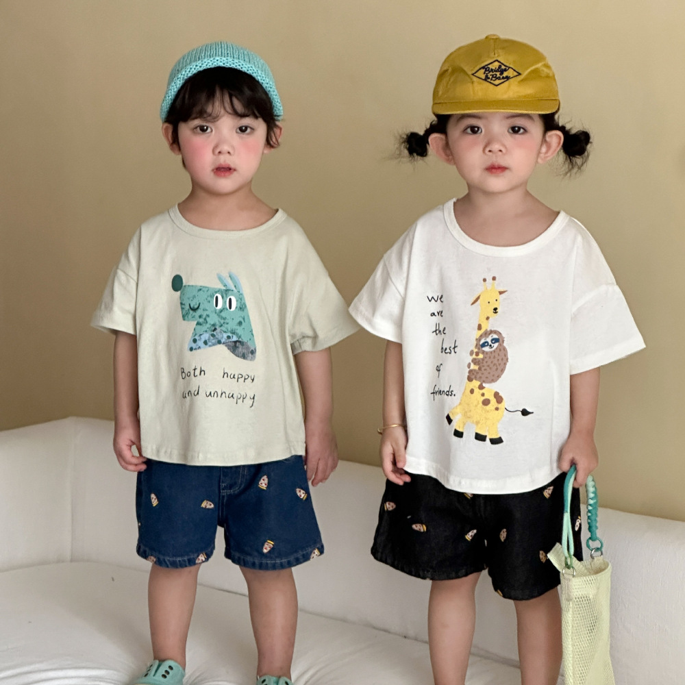 儿童短袖t恤男童夏季纯棉2026新款夏装宝宝卡通宽松女童半袖上衣