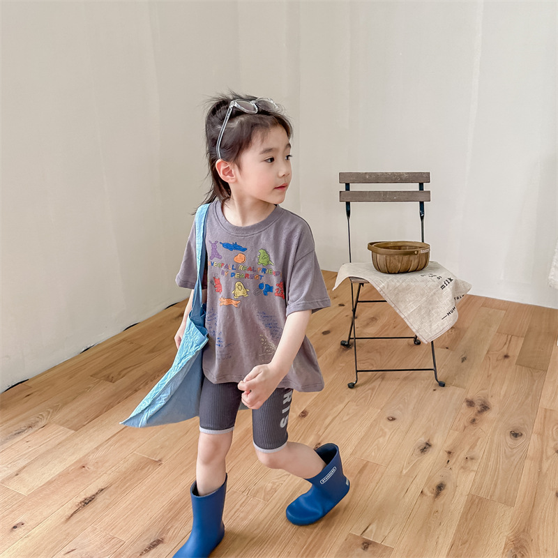 2026童装夏季儿童韩版活性印花女童短袖T恤夏装男童打底衫 123292