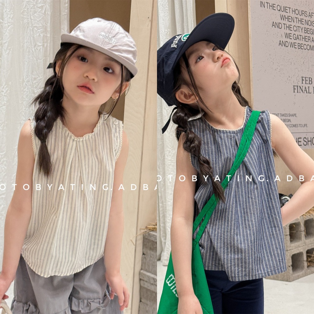 2026湖州织里童装夏季新品女童夏装韩版花边无袖衬衫衬衣7215