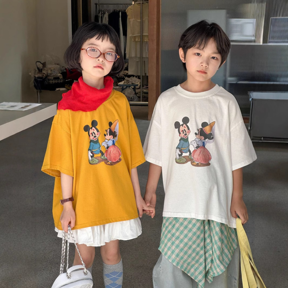 2026夏季新款韩版儿童卡通印花短袖男女童时尚百搭宽松T恤