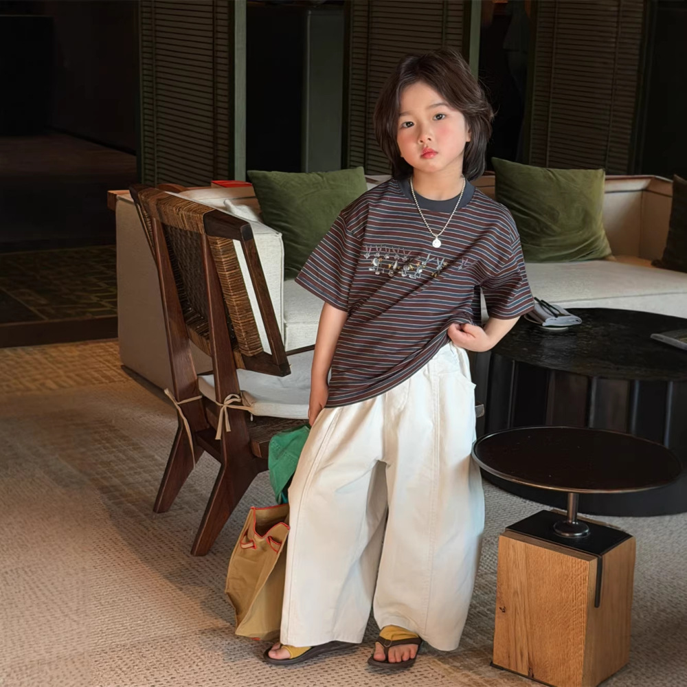 童t恤2026春夏新款童装儿童卡通条纹短袖男女童可爱兔子印花T恤