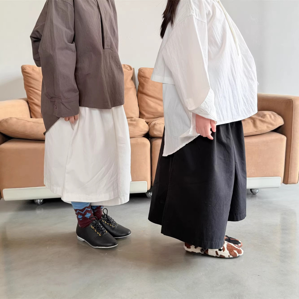 2026春夏新款韩版儿童不规则阔腿裙裤男女童设计款高低裤腿7分裤