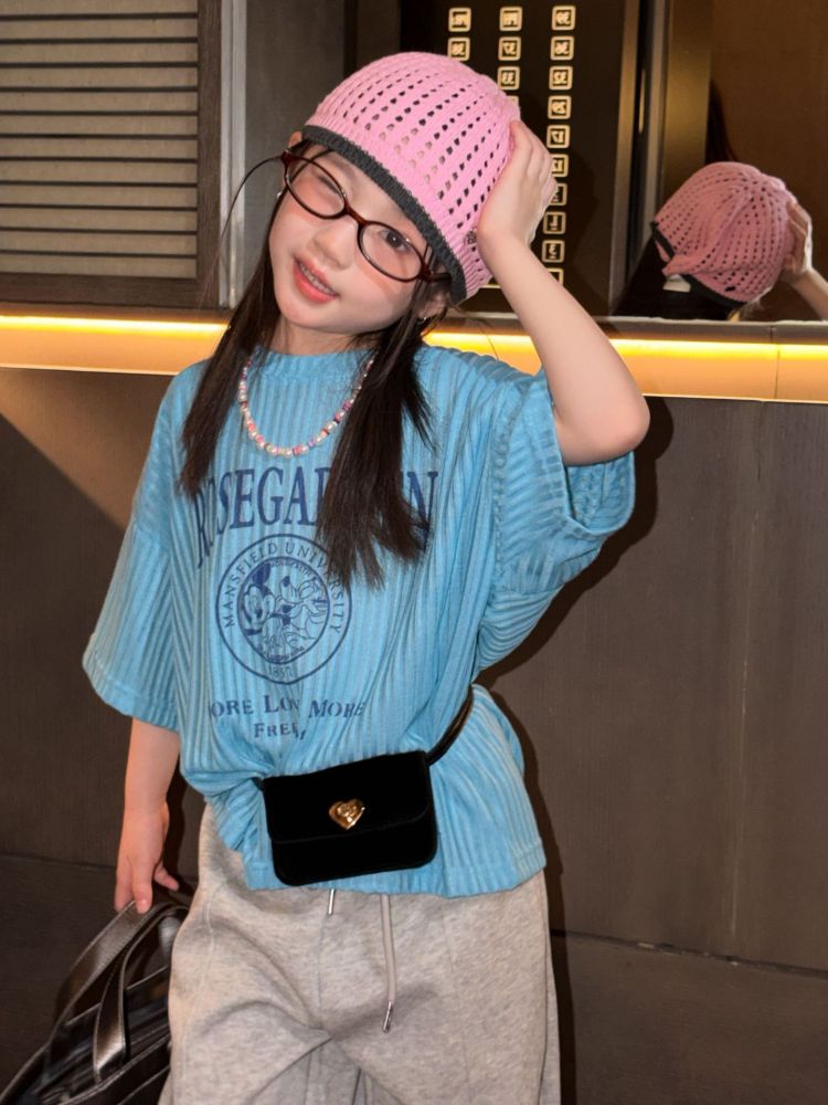 童T恤2026春季新款韩版儿童字母印花卡通短袖男女童百搭舒适宽松T