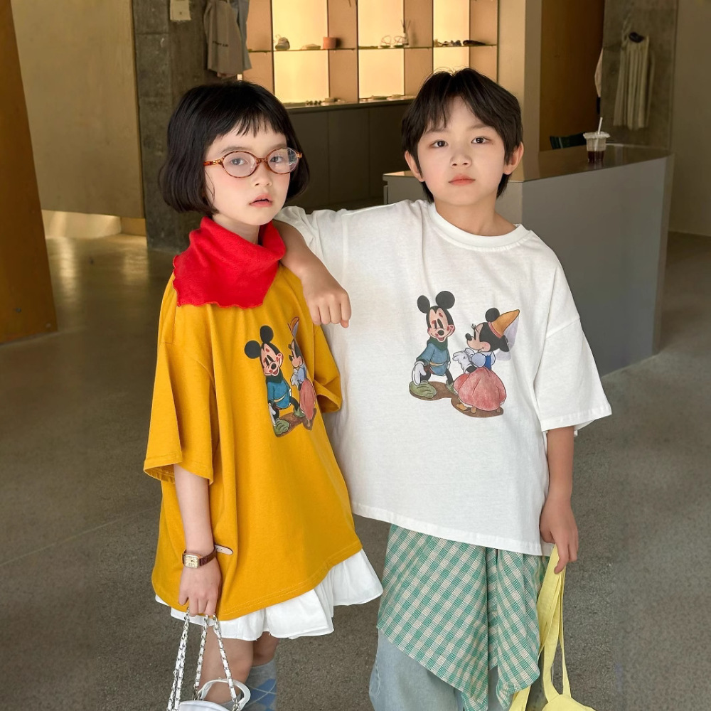 2026夏季新款韩版儿童卡通印花短袖男女童时尚百搭宽松T恤