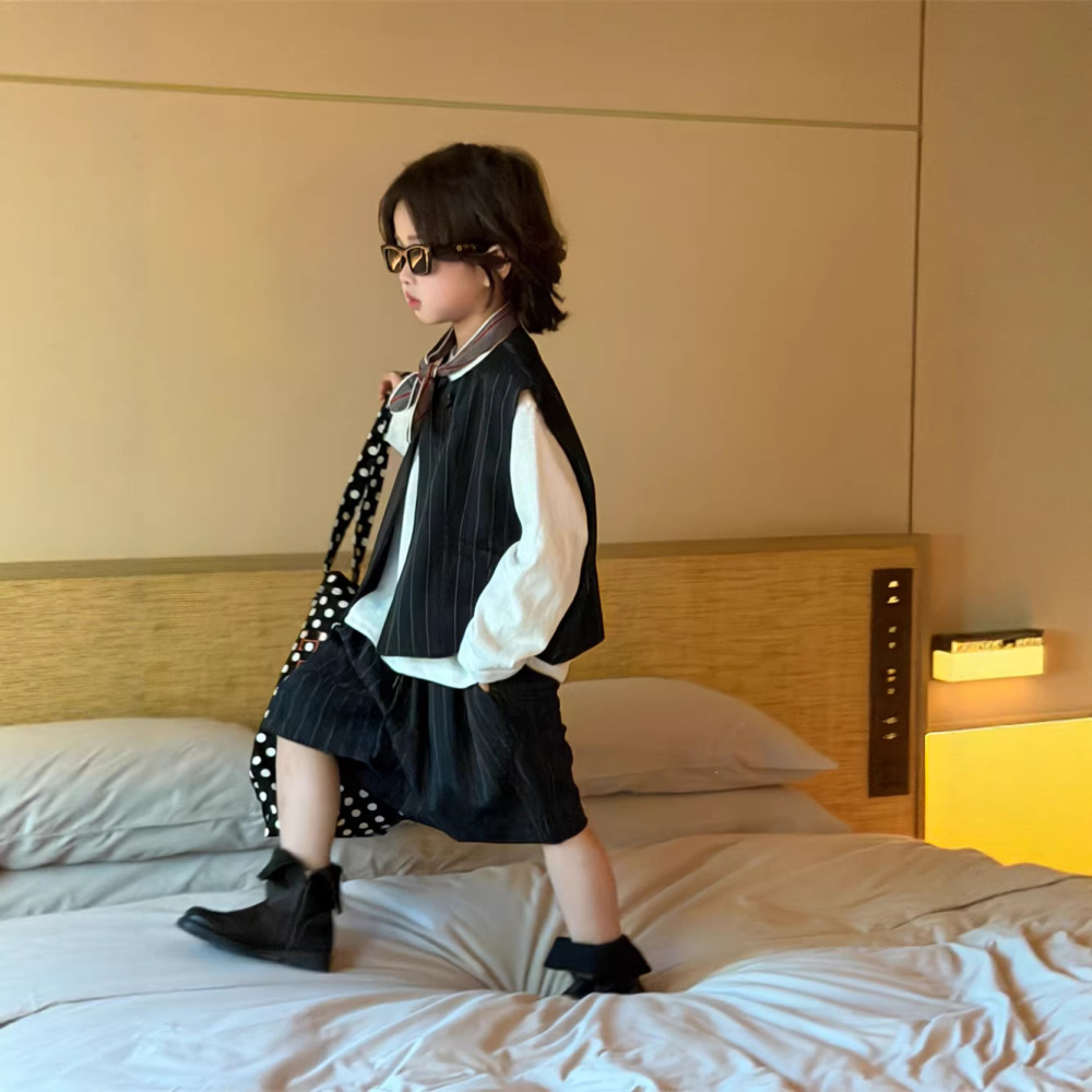 2026春夏季新款儿童英伦风西装马甲套装男女童西装短款两件套洋气