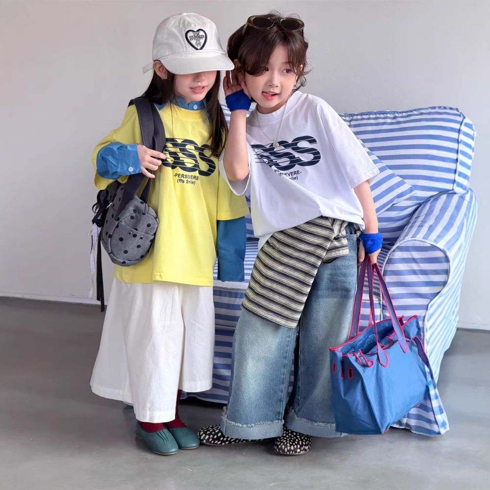 2026春夏童装新款韩版儿童字母印花短袖男女童百搭宽松舒适T恤潮