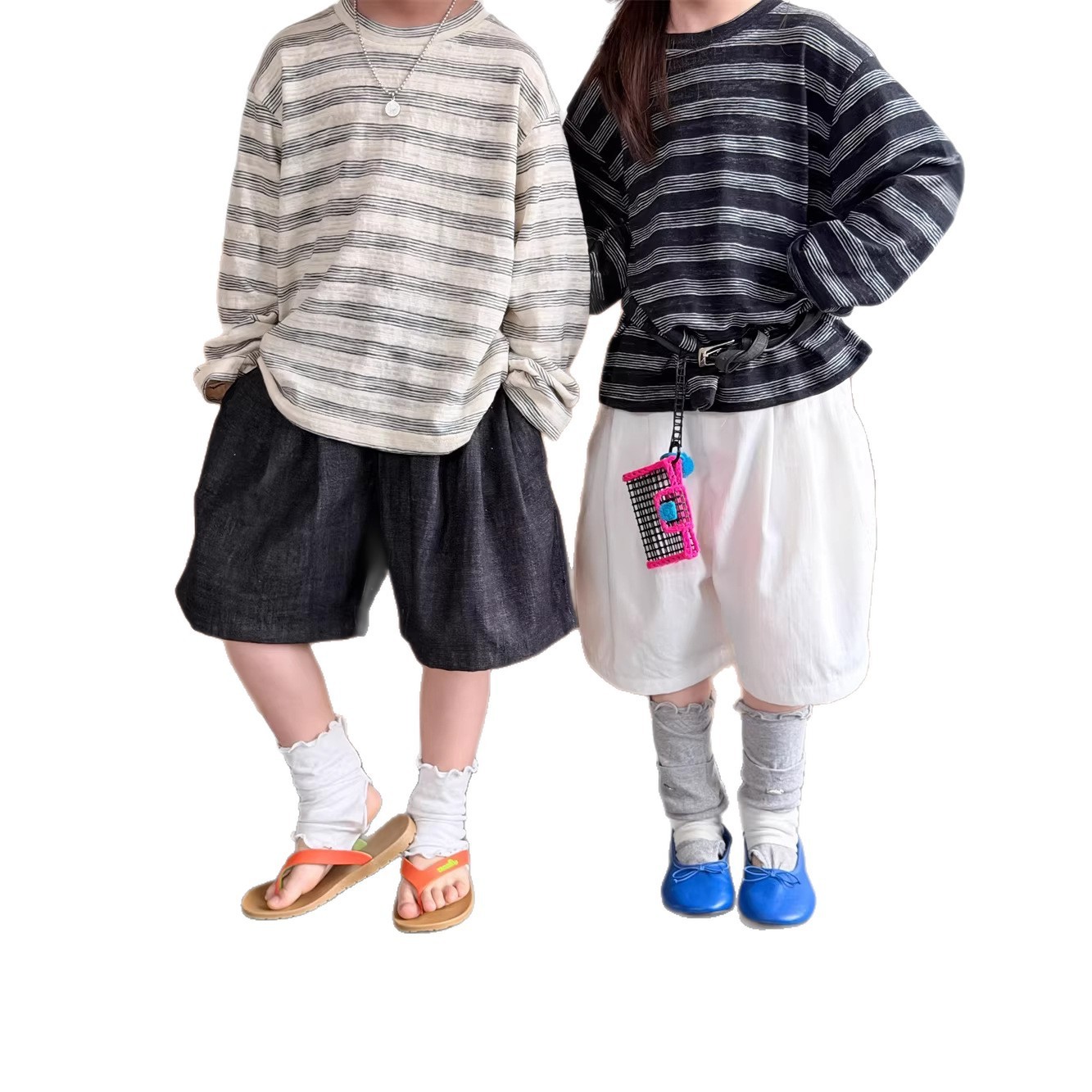 2026春夏新款韩版儿童老钱风牛仔短裤男女童百搭宽松舒适五分裤潮